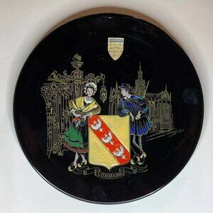 Vtg Longwy Création d'Art Inalterable Grand Feu Enameled 12.5" France Wall Plate